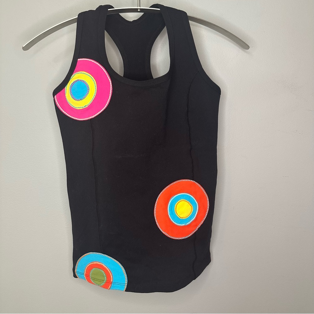 Margarita Black Athletic Tank Top with Colorful Spots — Size OS